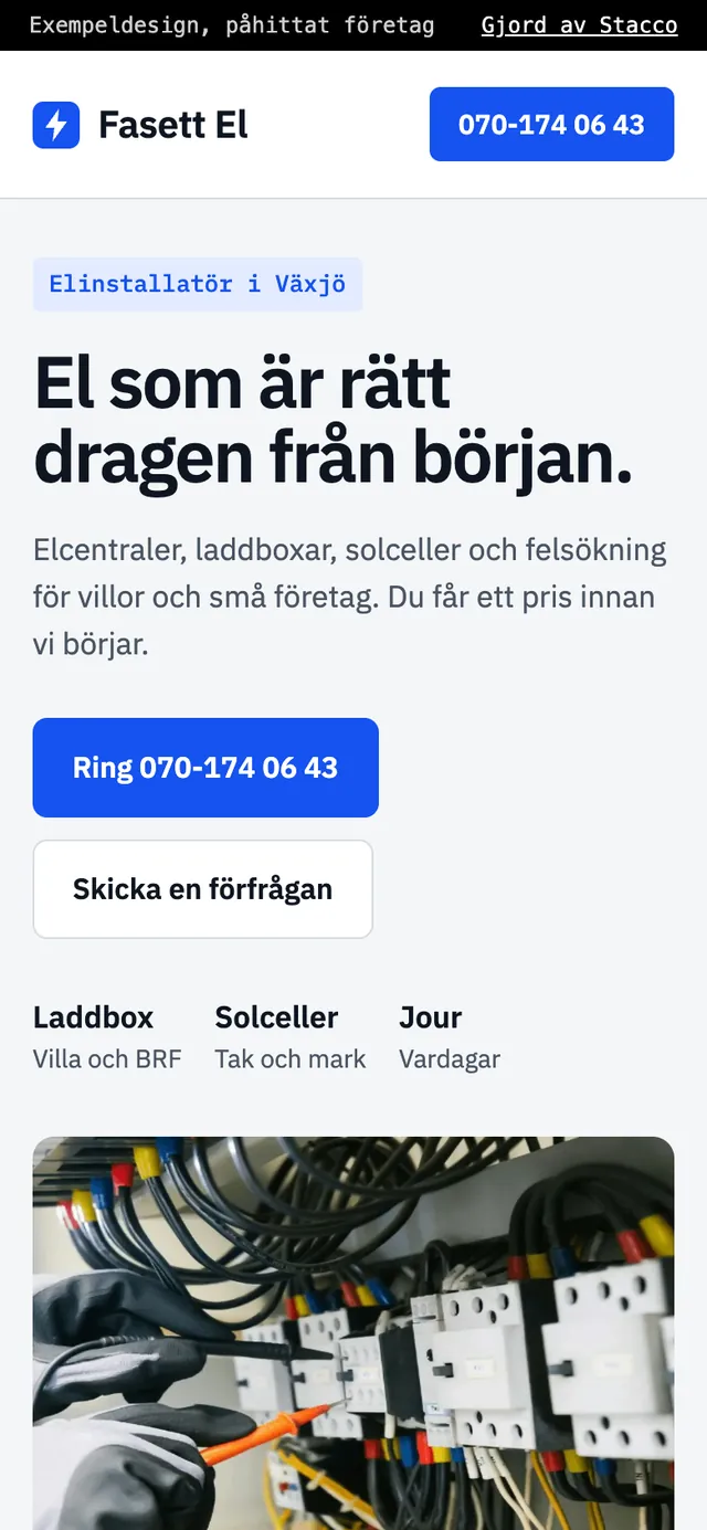 Samma exempeldesign på telefonen