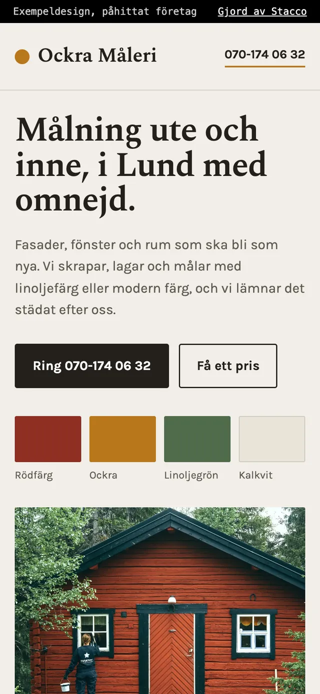 Samma exempeldesign på telefonen